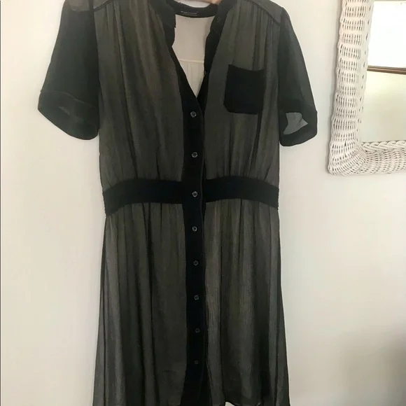 Club Monaco black sheer lined  dress Sz 4 - Picture 8 of 9